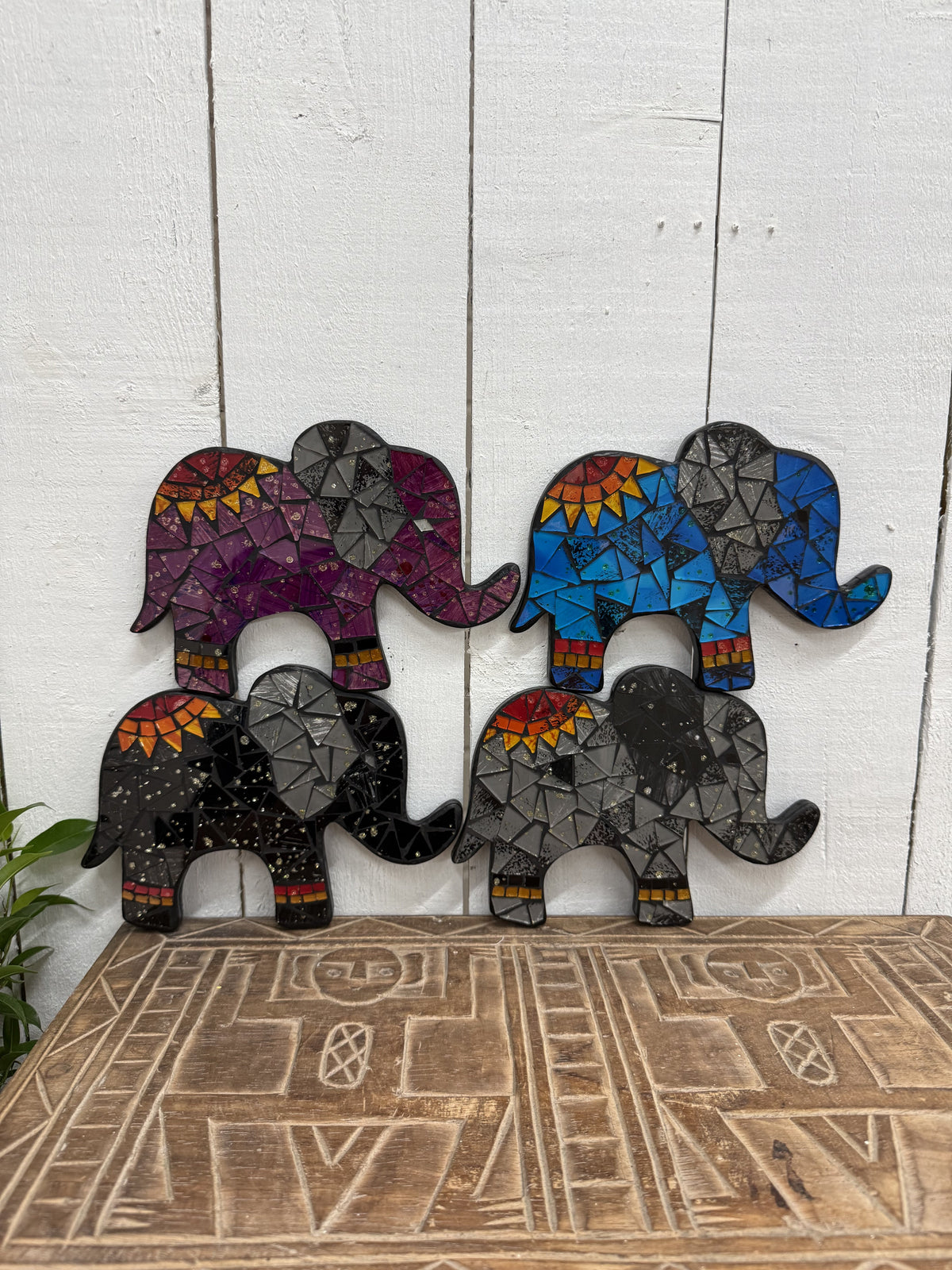 Mosaic Elephant Plaque