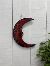 Mosaic Red Crescent Moon Plaque