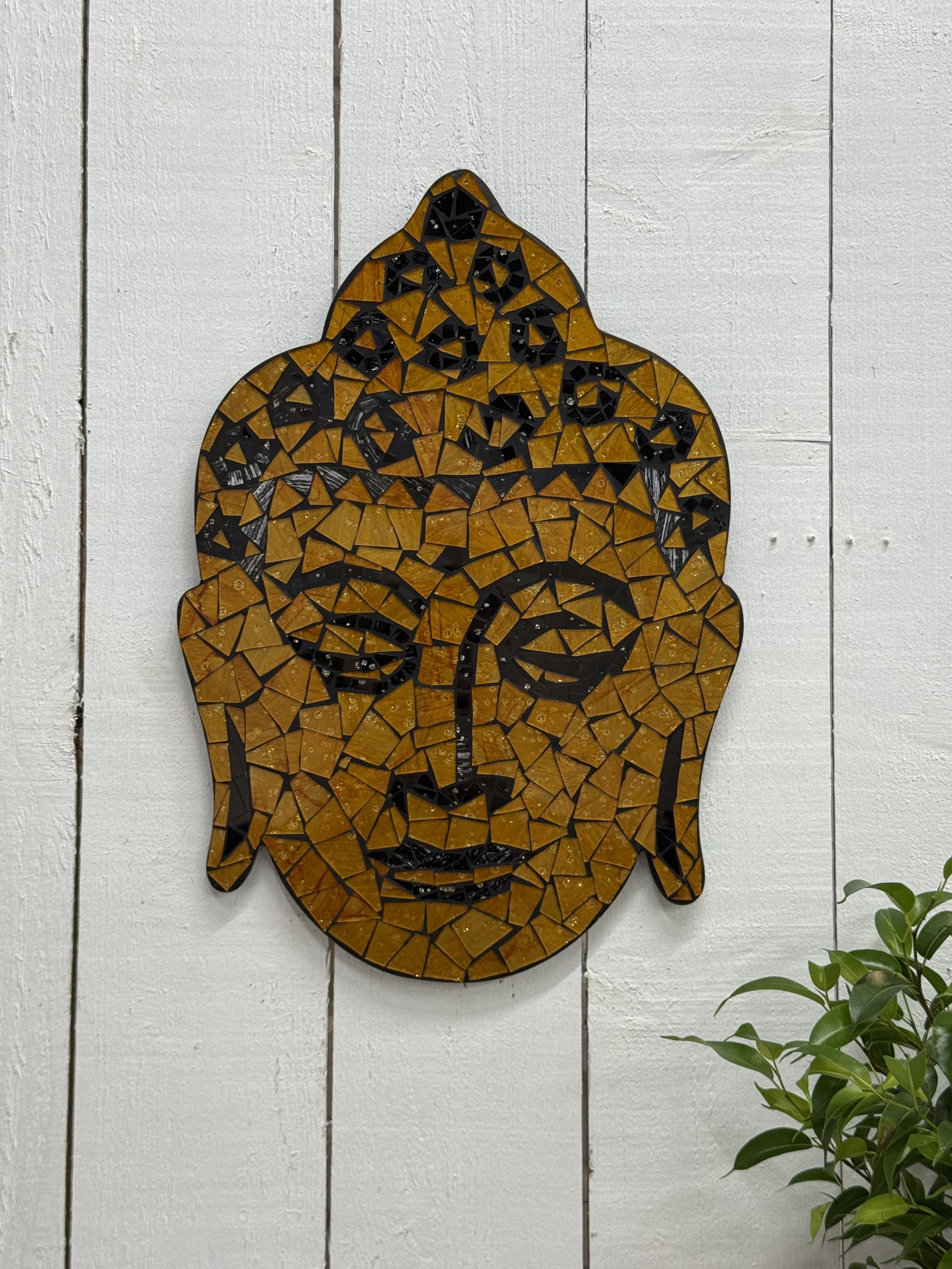 Mosaic Buddha Head Plaque