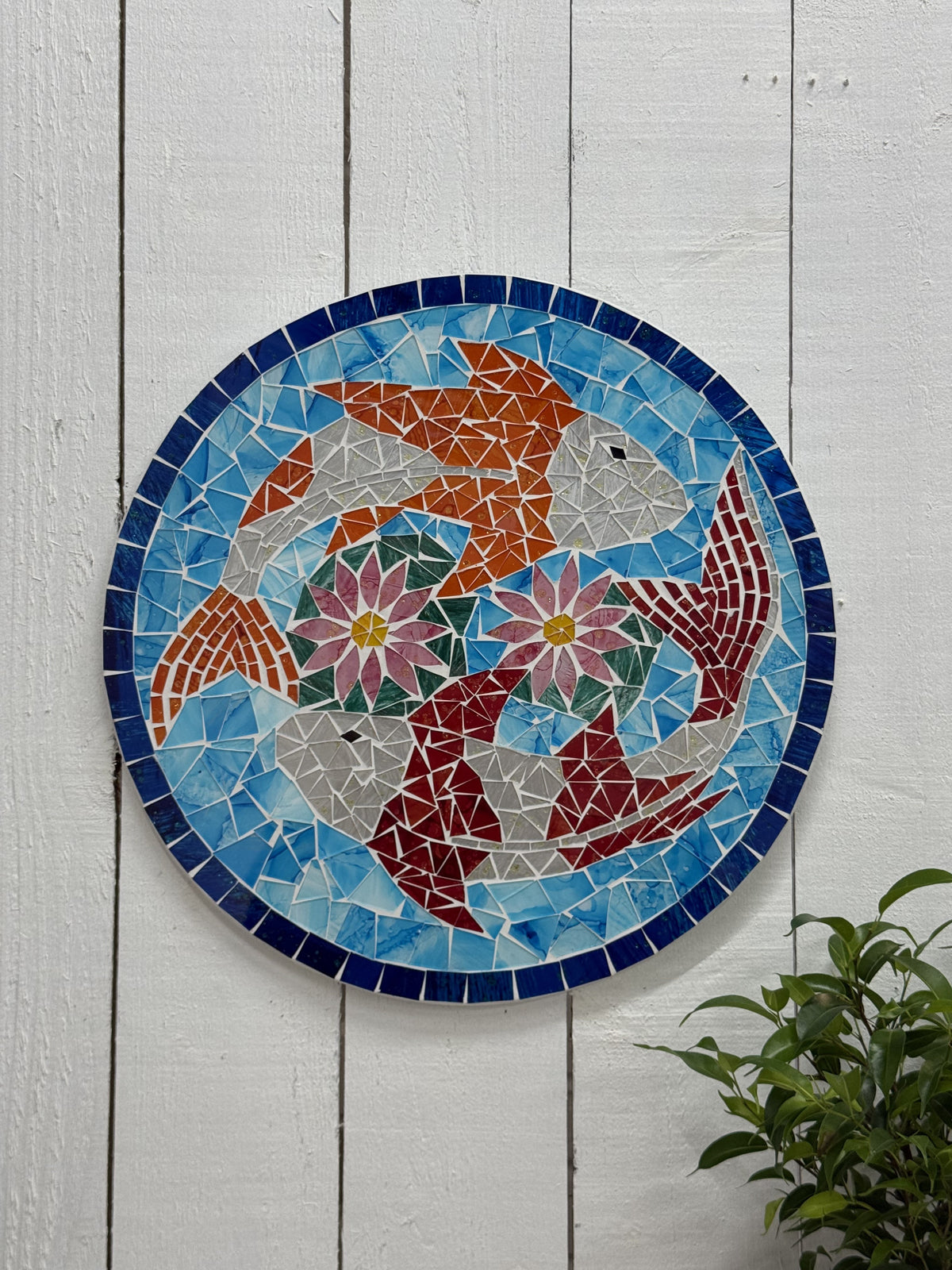 Yin & Yang Koi Mosaic Wall Plaque