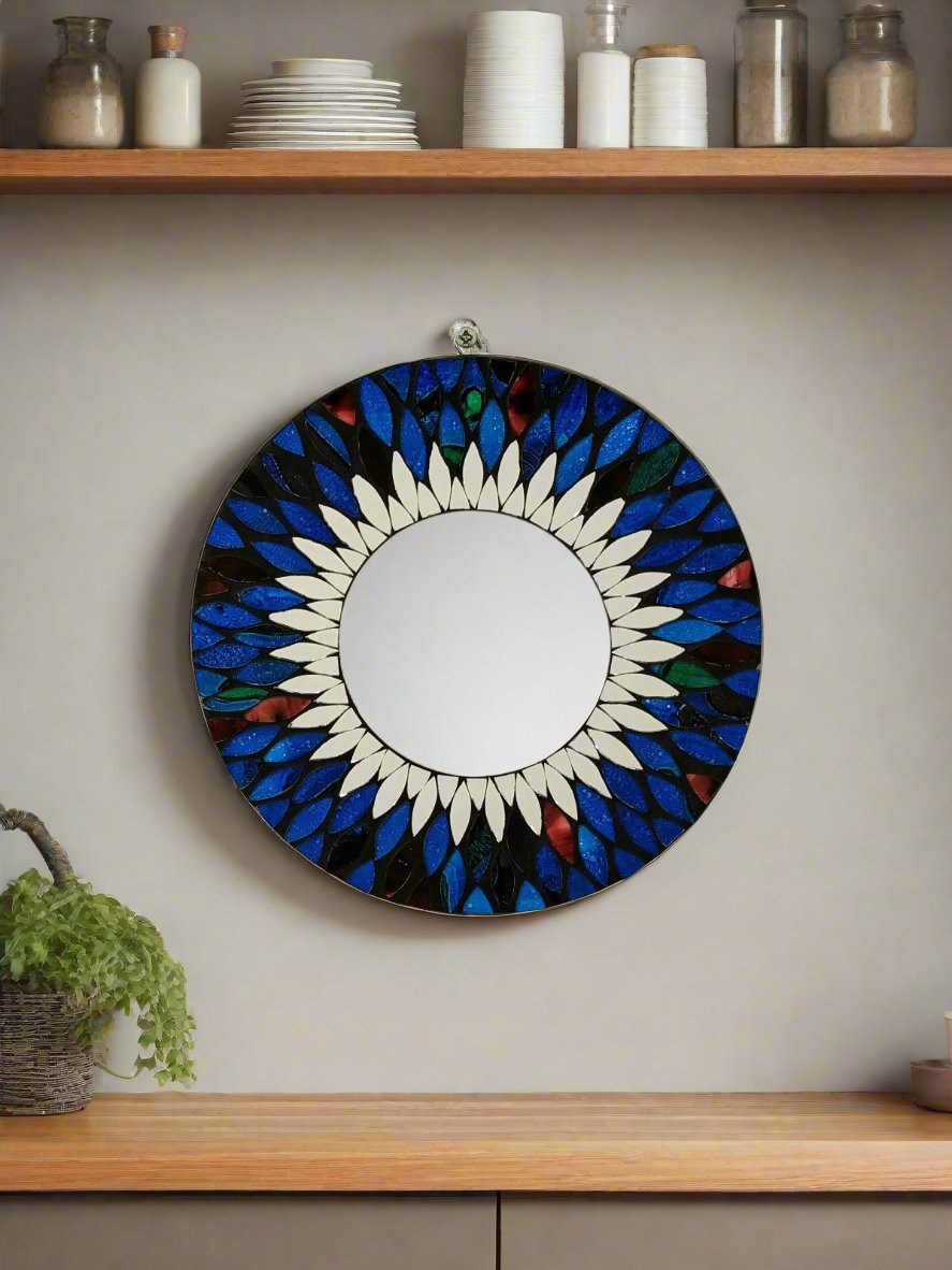 Round Multicolour Mosaic Mirror