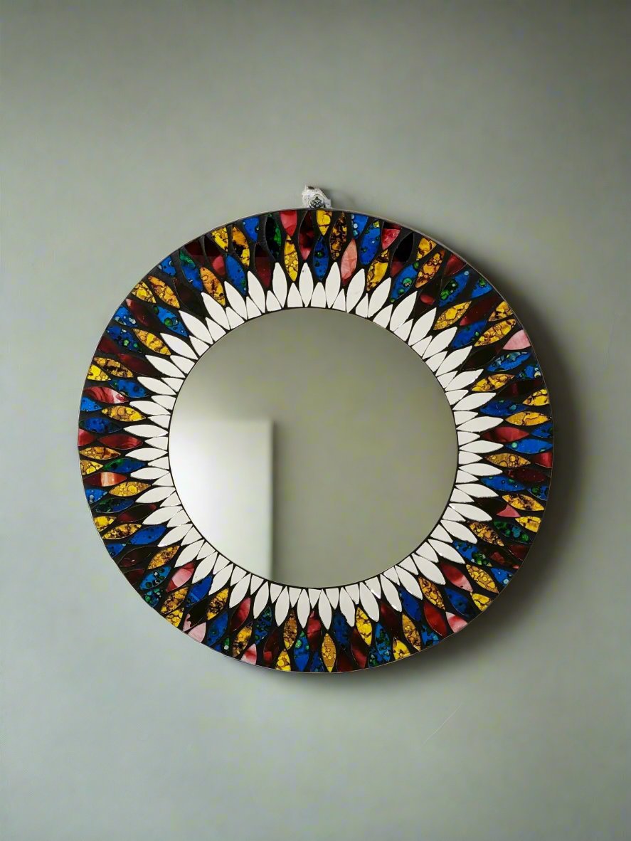 Round Multicolour Mosaic Mirror