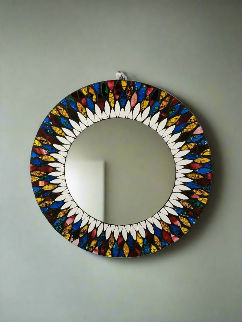 Round Multicolour Mosaic Mirror