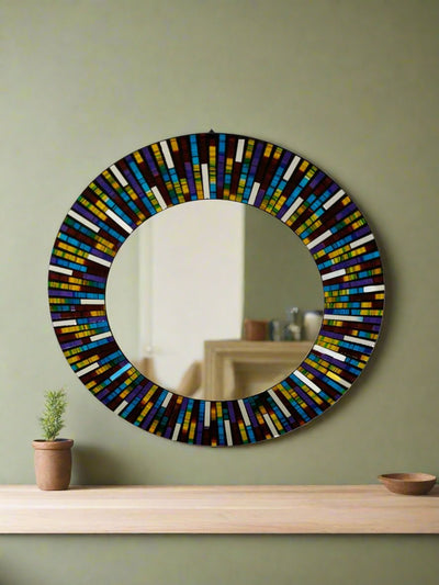 Round Multicolour Mosaic Mirror