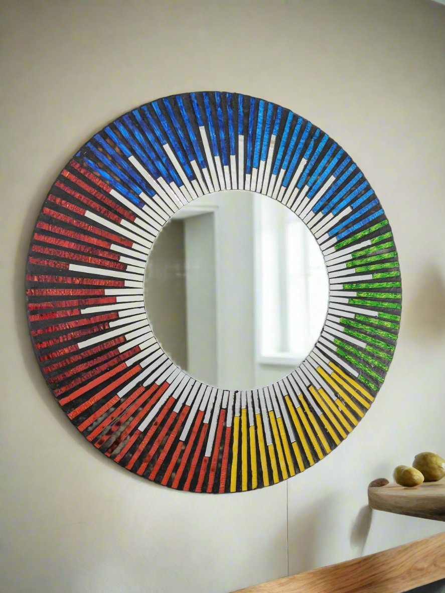 Mosaic Rainbow Striped Mirror