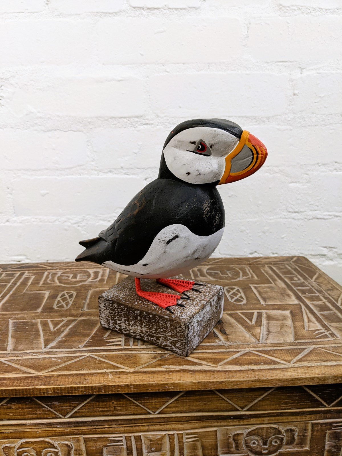 Puffin On Wood Block