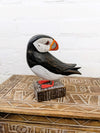 Puffin on Wood Block Turning Back