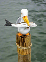 Seagull With Fish On Log