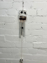 White Wooden Owl Windchime