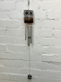 Grey Wooden Owl Windchime