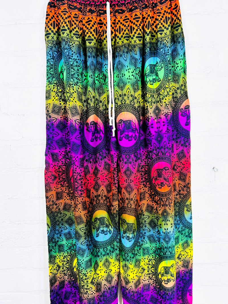 Dark Elephant Print Harem Trousers