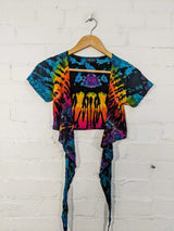 Assorted Tie Dye Short Sleeve Tie Front Top