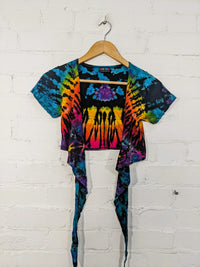 Assorted Tie Dye Short Sleeve Tie Front Top
