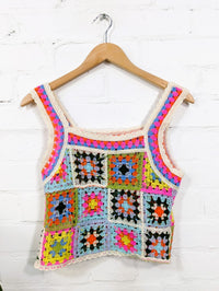 Crochet Multi Patchwork Boxy Vest