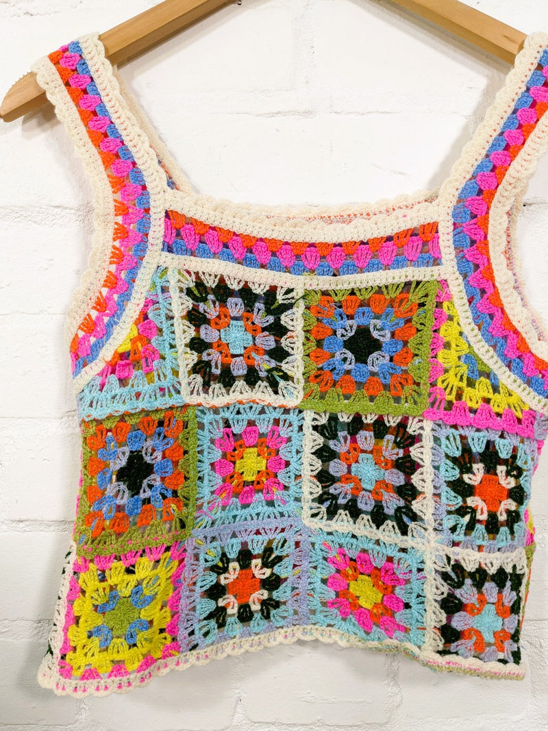 Crochet Multi Patchwork Boxy Vest