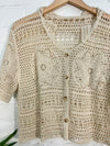 Crochet Short Sleeve Button Top