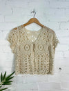 Crochet Short Sleeve Tie Top