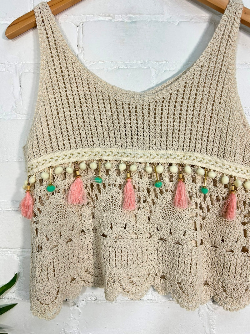 Crochet Tassel Vest Top