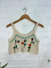 Embroidered Cropped Vest
