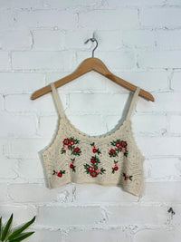 Embroidered Cropped Vest