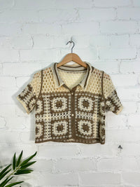 Crochet Short Sleeve Crop Top