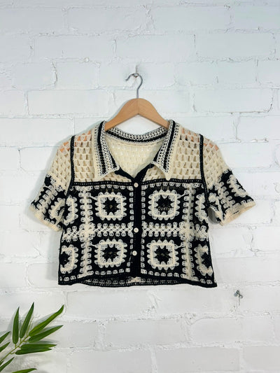 Crochet Short Sleeve Crop Top