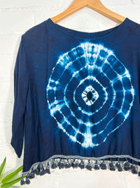 Tie Dye Three Quarter Sleeve Top