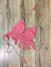 Crochet Halter Tie Tassel Crop Top