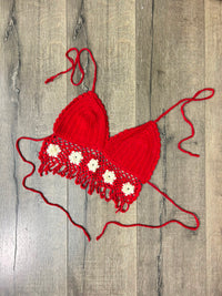 Crochet Halter Tie Bra Top