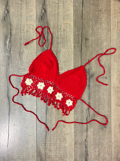 Crochet Halter Tie Bra Top