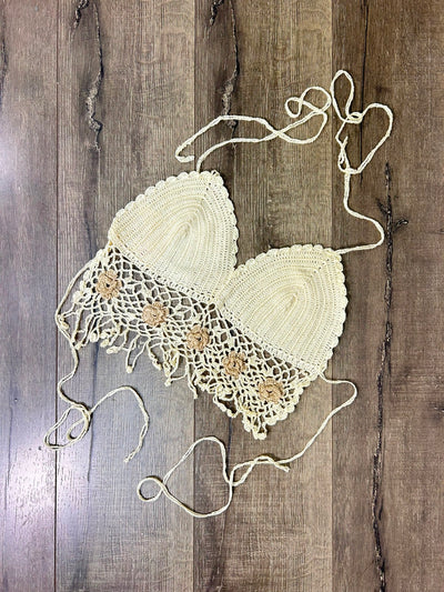 Crochet Halter Tie Bra Top