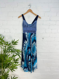 Swirl Print Strappy Midi Dress