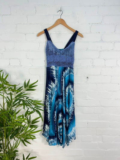 Swirl Print Strappy Midi Dress