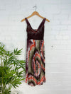 Swirl Print Strappy Midi Dress