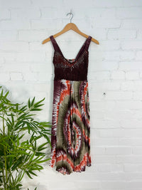 Swirl Print Strappy Midi Dress