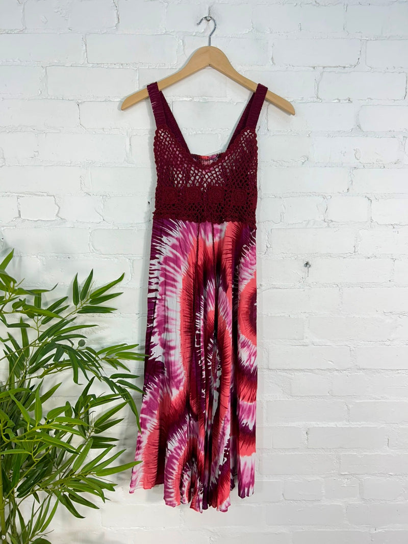 Swirl Print Strappy Midi Dress