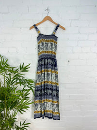 Elephant Print Strappy Midi Dress