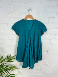 Full Button Short Sleeve Blouse