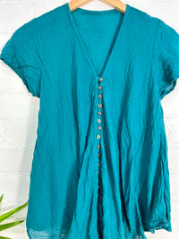 Full Button Short Sleeve Blouse