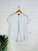 Full Button Short Sleeve Blouse