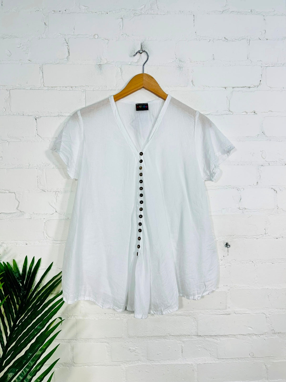 Full Button Short Sleeve Blouse