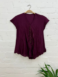 Full Button Short Sleeve Blouse
