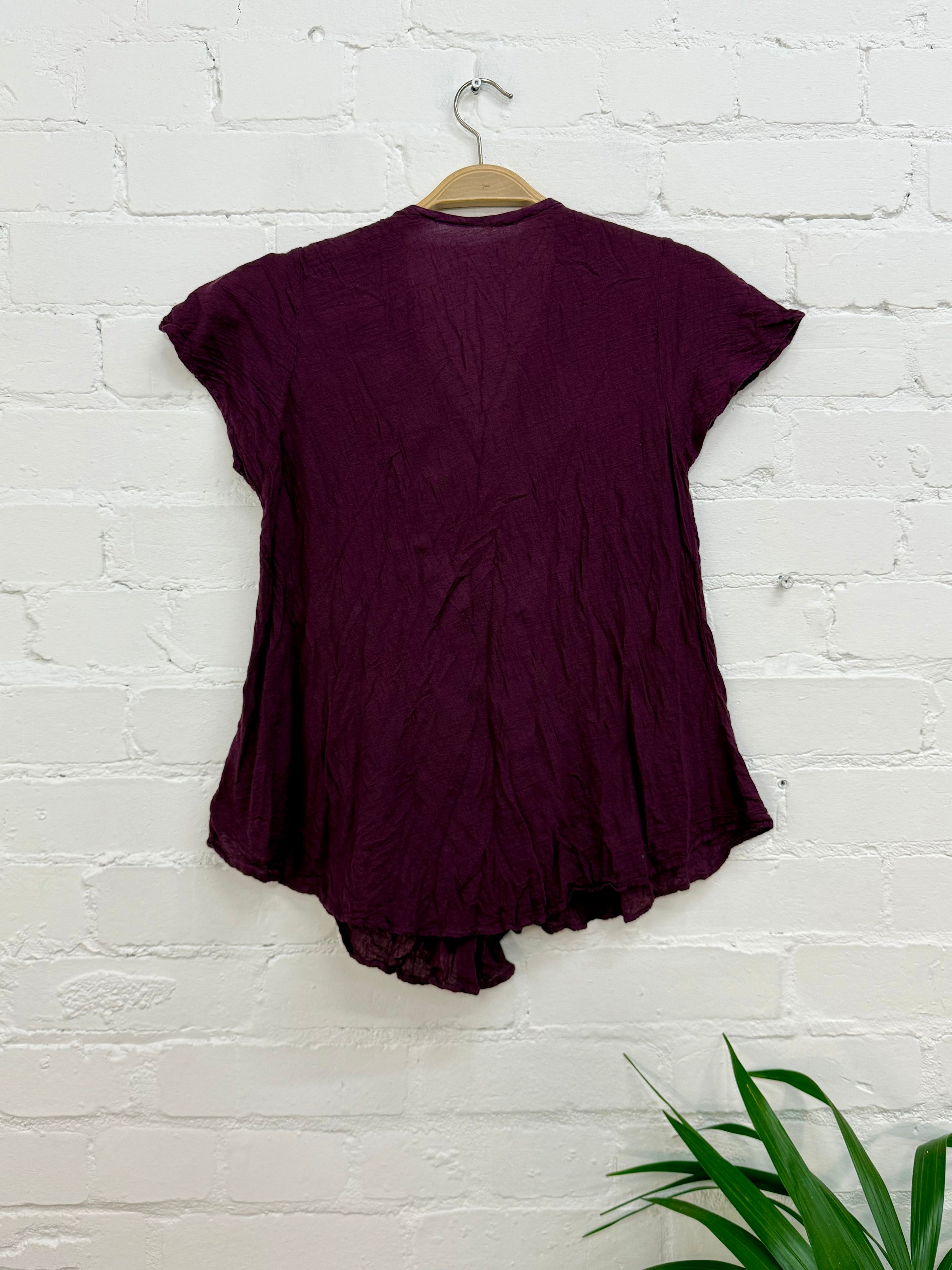 Full Button Short Sleeve Blouse