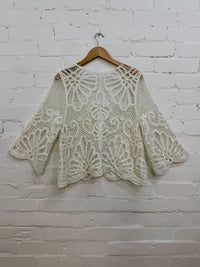 3/4 Sleeve Crochet Tie Cardigan