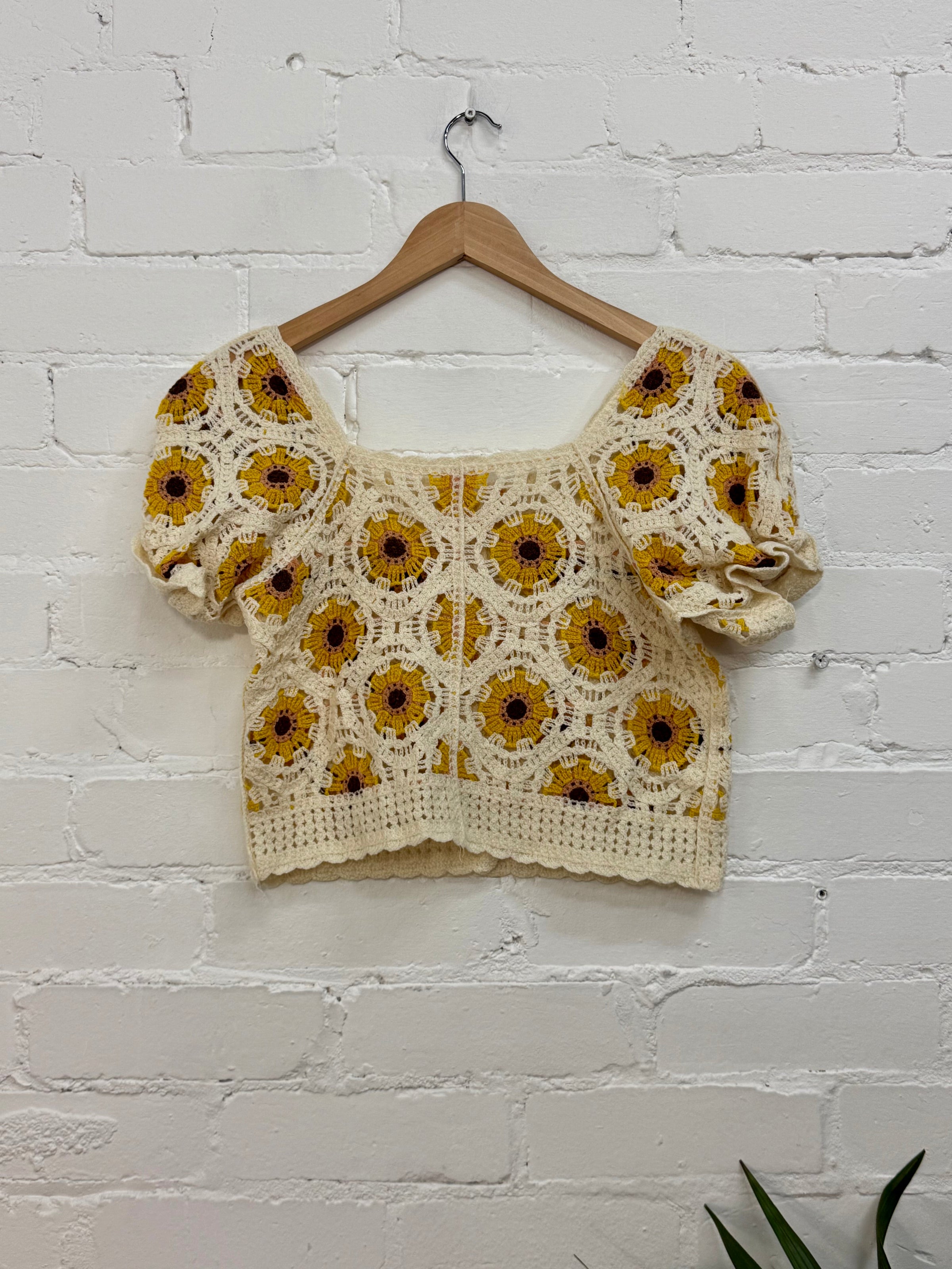 Sunflower Crochet Short Sleeve Top