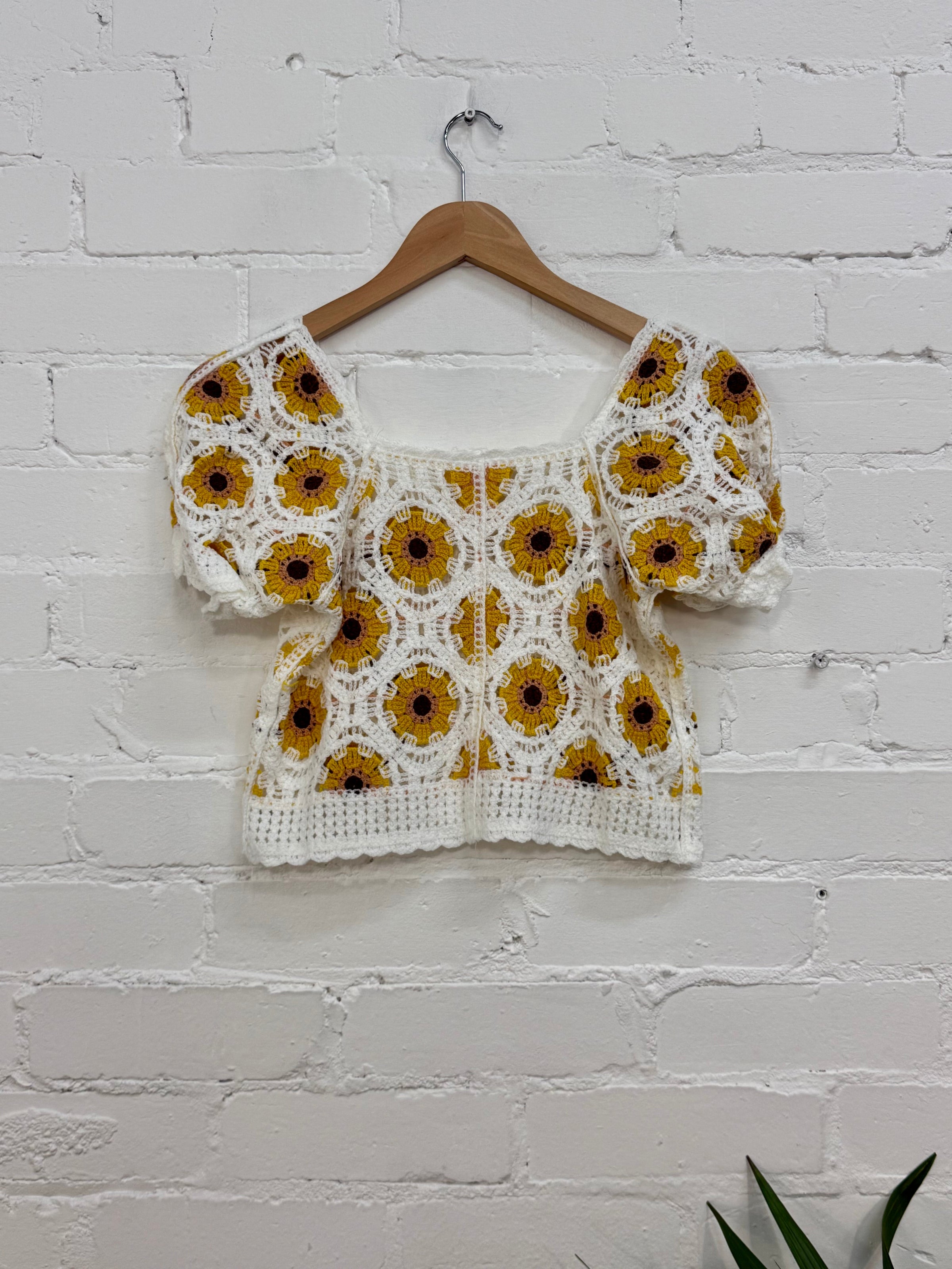 Sunflower Crochet Short Sleeve Top
