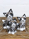 Set Of 3 White Distressed Cats
