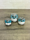 Set Of 3 White And Blue Owls