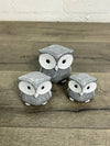Set Of 3 White And Grey Owls