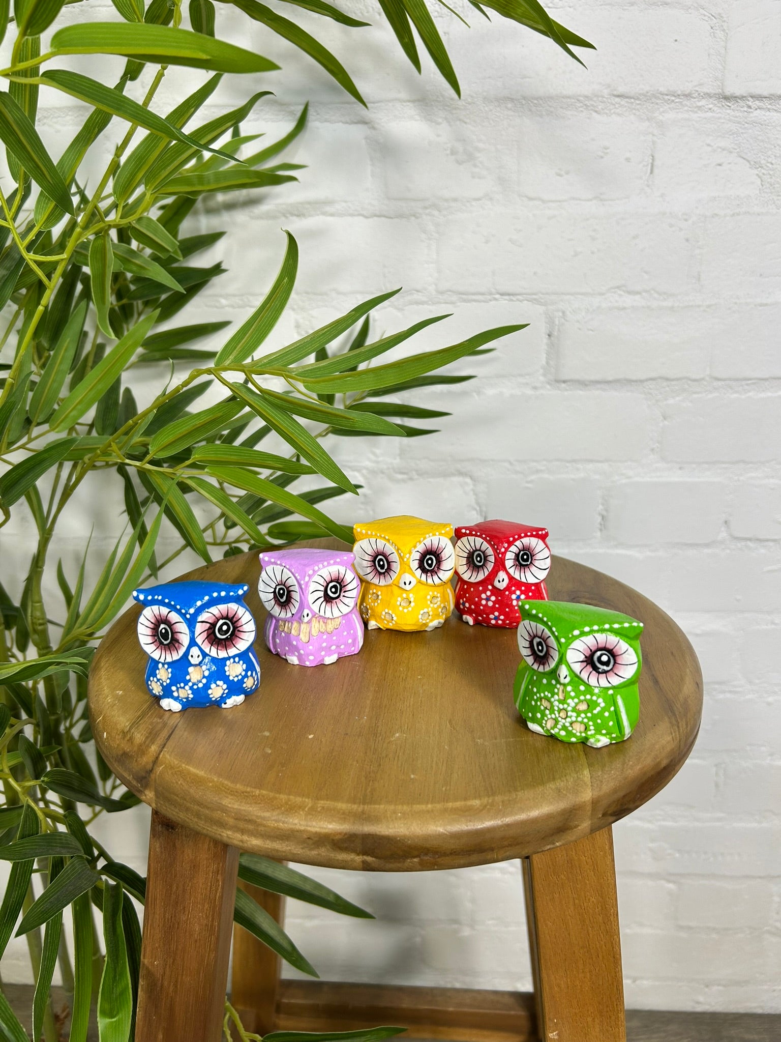 Set of 5 Bright Owls
